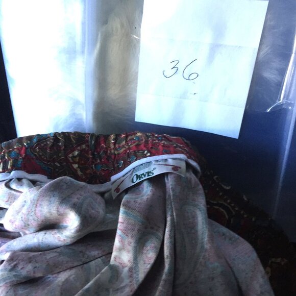 ORVIS Midi Pleated Skirt Size XL Paisley Burgundy Pockets Side Zip Elastic Waist - Picture 10 of 11